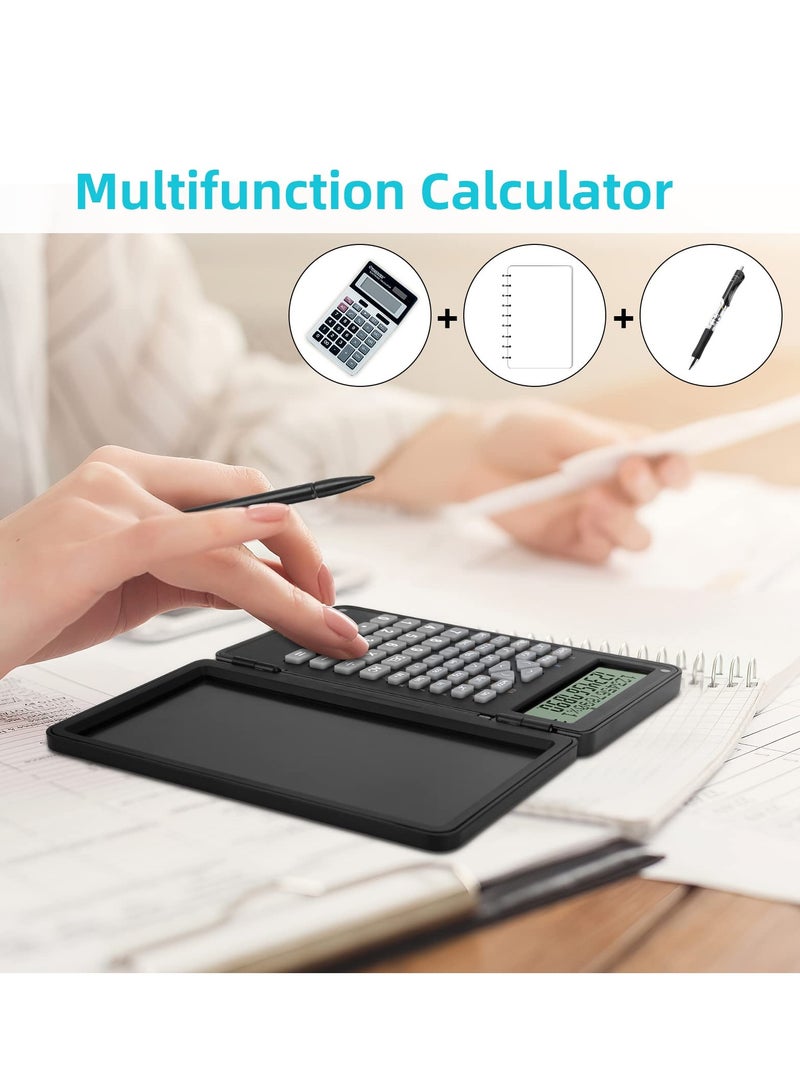 KASTWAVE Scientific Calculator, Foldable Portable Desktop Calculator with Erasable Writing Board 10 Digit LCD Display Physical Geometry Calculator for Students Teachers Office Business High School-Black - Image 2