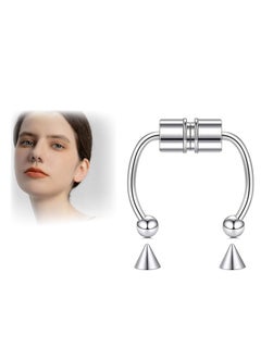 amazing.EGP Nose Piercing No Piercing Magnetic Stainless Steel Hypoallergenic |ِamazingEGP| No Need Piercing Copper Nose Ring Crystal Non-Piercing For Men Women No Piercing No Pain (SILVER)  - Image 1