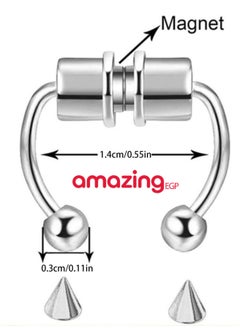 amazing.EGP Nose Piercing No Piercing Magnetic Stainless Steel Hypoallergenic |ِamazingEGP| No Need Piercing Copper Nose Ring Crystal Non-Piercing For Men Women No Piercing No Pain (SILVER)  - Image 5