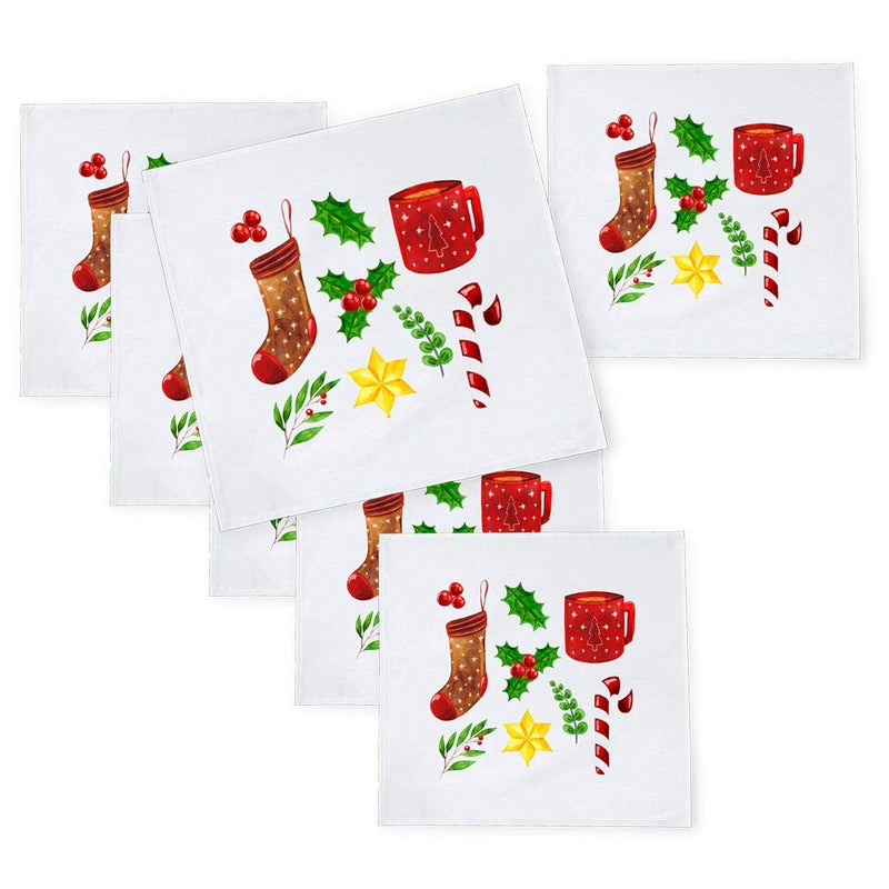 Khakee 6 Pcs Christmas Theme Tafta Silk Table Napkins 10x 10 for Xmas Decoration Christmas OrnamentsChristmas Gift npxmas330P - Image 1