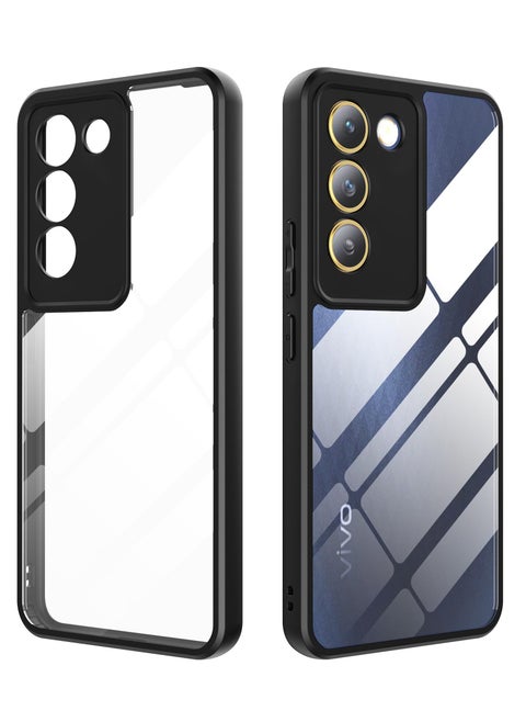 Ultra Hybrid Shockproof Sleek Armor Back Cover Case for Vivo V30Lite Protection Crystal Clear Hard Back Transparent Cover PC+TPU Black Bumper