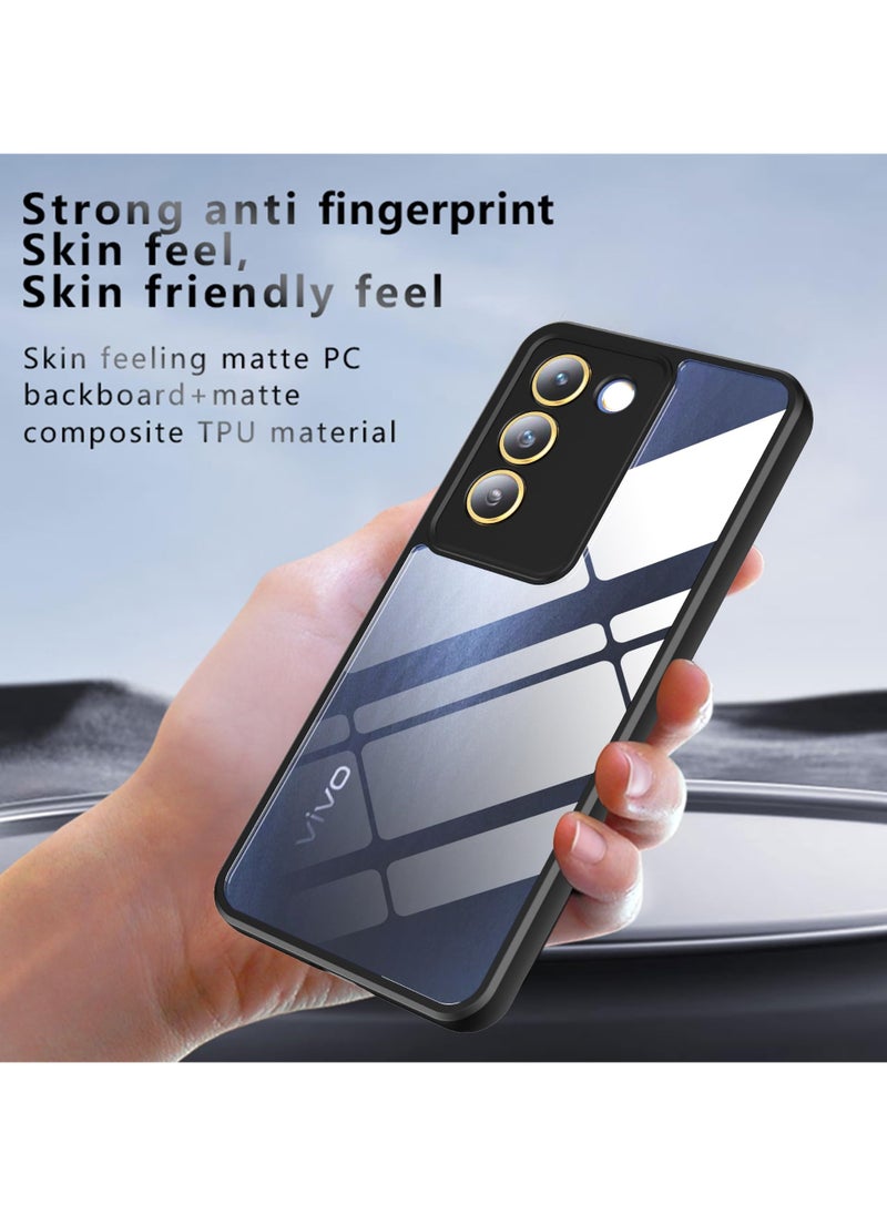 Generic - Ultra Hybrid Shockproof Sleek Armor Back Cover Case for Vivo V30Lite Protection Crystal Clear Hard Back Transparent Cover PC+TPU Black Bumper - Image 1
