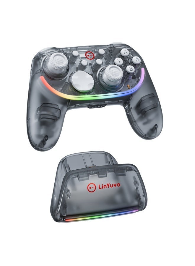 LinYuvo KS55 Wireless Gaming Controller with Charging Dock, RGB Lighting, and Hall-effect Joysticks – Compatible with Switch, Windows, iOS, and Android - Image 2