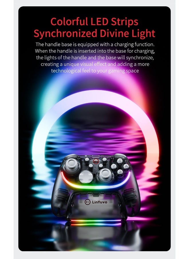LinYuvo KS55 Wireless Gaming Controller with Charging Dock, RGB Lighting, and Hall-effect Joysticks – Compatible with Switch, Windows, iOS, and Android - Image 4