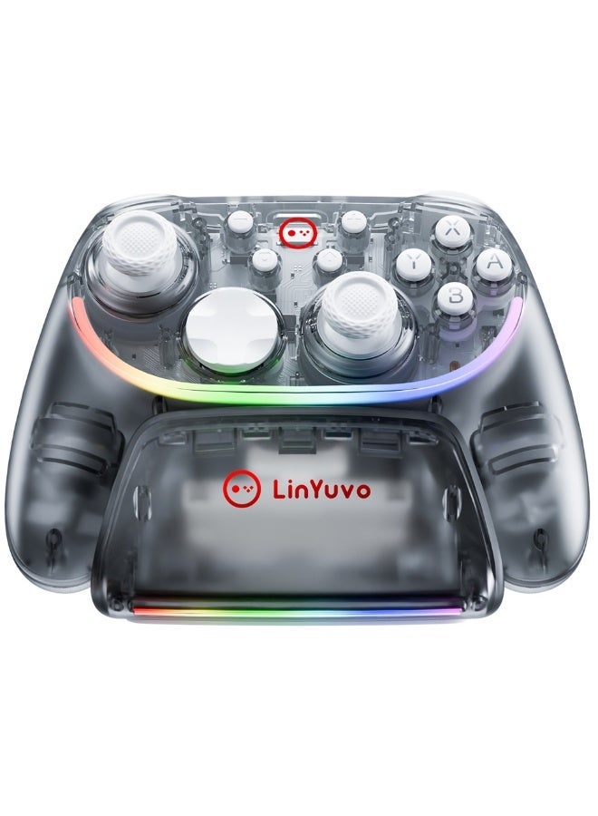 LinYuvo KS55 Wireless Gaming Controller with Charging Dock, RGB Lighting, and Hall-effect Joysticks – Compatible with Switch, Windows, iOS, and Android - Image 1