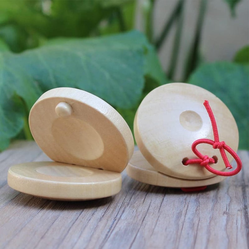 Helweet Wooden Castanets for Kids - 2 Pack Mini Musical Instrument - Image 5