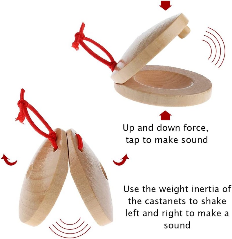Helweet Wooden Castanets for Kids - 2 Pack Mini Musical Instrument - Image 4