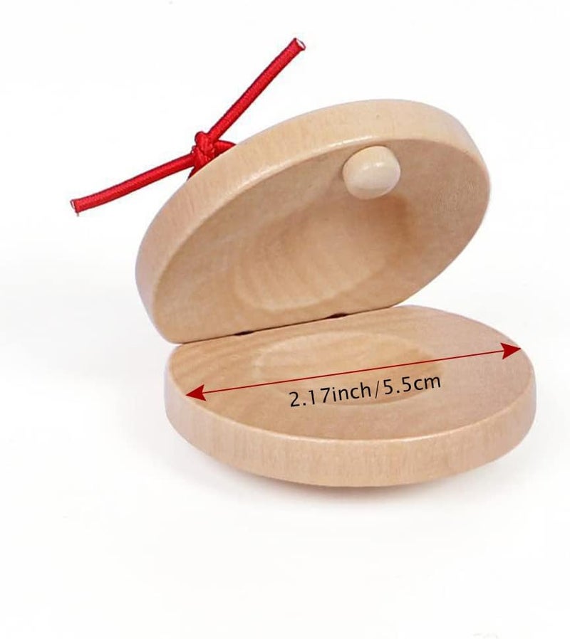 Helweet Wooden Castanets for Kids - 2 Pack Mini Musical Instrument - Image 2