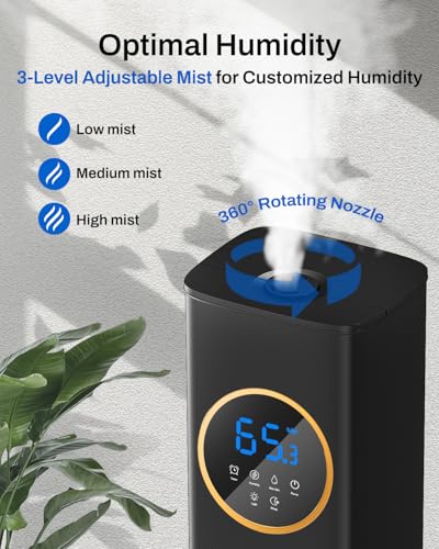 Lacidoll Humidifier Large Room Bedroom with Night Light, 2.1Gal(8L) Humidifiers for Home with Essential Oil Diffuser, Top Fill Whole House Cool Mist Humidifiers for Plants Baby Kids Adults(Black) - Image 4