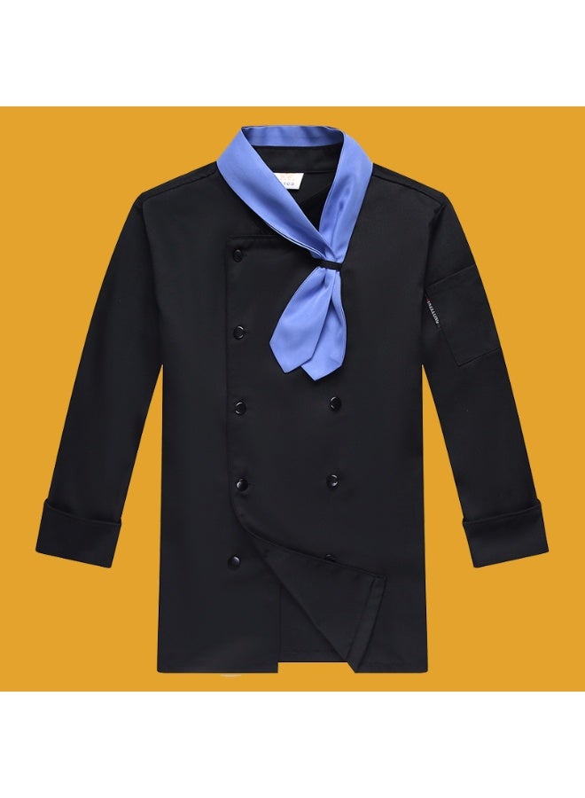 NIBEMINENT Unisex Kitchen Chef Jackets Restaurant Waiter Uniform Shirt Bakery Double Breasted Work Clothes  Send Bow Tie  - Image 1