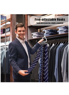 Excefore Premium Tie Rack,2 Pcs Stylish Tie Hanger,for Closet Space Saving Design with 360° Rotating Head,Easy to Tidy Up & Take Off,ABS Necktie Organizer & Hanger-Holds 9-18 Ties,Smart & Sturdy Tie Storage  - Image 2