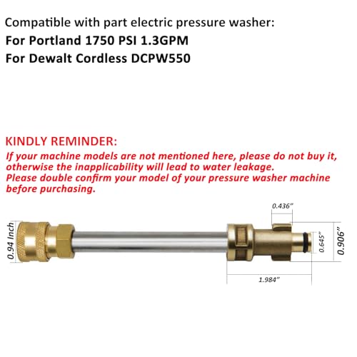 STYDDI Pressure Washer Gun Adapter with 1/4” Quick Connector, Quick-Connect Pressure Washer Replacement Spray Wand Compatible with Portland 1750 Electric Power Washer - Image 2