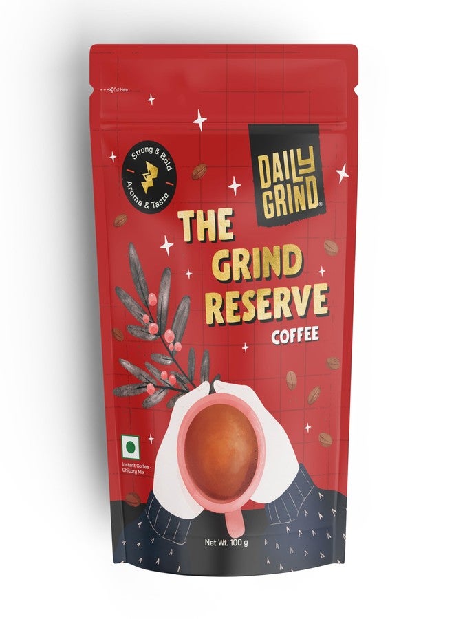 DAILYGRIND مسحوق قهوة ديلي غرايند ريزيرف سريعة التحضير 100 غرام | مزيج 70% قهوة و30% هندباء بنكهة قوية | تحميص متوسط | قهوة سريعة التحضير من ساوث بلند لتحضير اللاتيه، والموكا، والفرابيه، والقهوة الباردة - Image 1