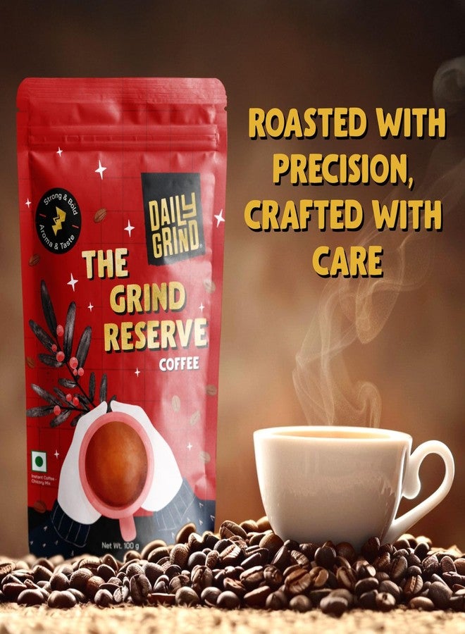 DAILYGRIND مسحوق قهوة ديلي غرايند ريزيرف سريعة التحضير 100 غرام | مزيج 70% قهوة و30% هندباء بنكهة قوية | تحميص متوسط | قهوة سريعة التحضير من ساوث بلند لتحضير اللاتيه، والموكا، والفرابيه، والقهوة الباردة - Image 3