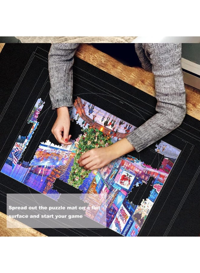 سجادة تخزين ألغاز Puzzle قابلة لللف من 1500 قطعة مع 4 صواني فرز، لتخزين اللغز للعب المقبل، لوح سجادة اللغز من اللباد مع أنبوب قابل للنفخ، تشمل منفخًا (أسود، 1500 قطعة) - Image 5