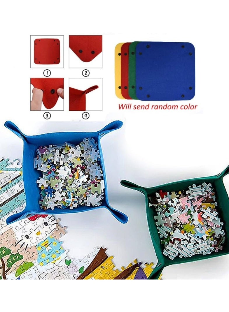 سجادة تخزين ألغاز Puzzle قابلة لللف من 1500 قطعة مع 4 صواني فرز، لتخزين اللغز للعب المقبل، لوح سجادة اللغز من اللباد مع أنبوب قابل للنفخ، تشمل منفخًا (أسود، 1500 قطعة) - Image 2