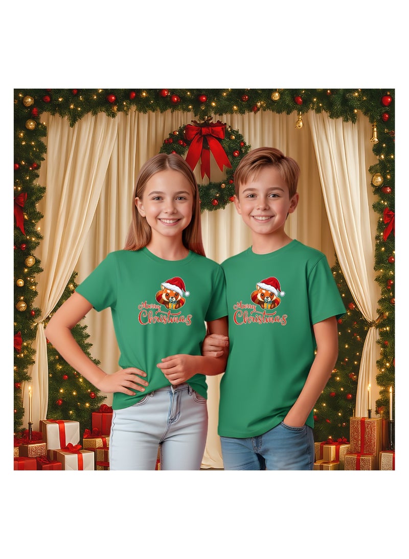 برينت شوب فور مي تي شيرت عيد ميلاد سعيد للأطفال - تي شيرت قطني بأكمام قصيرة للجنسين ورقبة دائرية - ملابس للعطلات للأولاد والبنات - تي شيرت ناعم ومريح للحفلات - Image 4