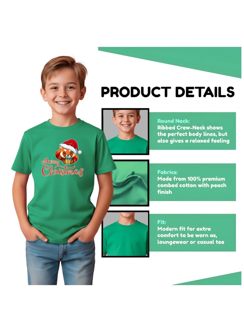 برينت شوب فور مي تي شيرت عيد ميلاد سعيد للأطفال - تي شيرت قطني بأكمام قصيرة للجنسين ورقبة دائرية - ملابس للعطلات للأولاد والبنات - تي شيرت ناعم ومريح للحفلات - Image 5