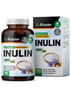 BIO KRAUTER BIO KRAUTER Inulin Powder Capsules - 1200 mg Strength - 250 Count - Pure Soluble Fiber Supplements - Chicory Root Fiber Capsules for Digestive Support - Vegan  - Image 1