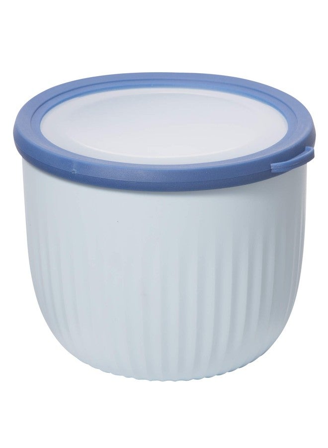 Oggi Prep, Store & Serve Plastic Bowl w/See-Thru Lid- Dishwasher, Microwave & Freezer Safe, (4 qt) Blue w/Dk Blue Lid - Image 1