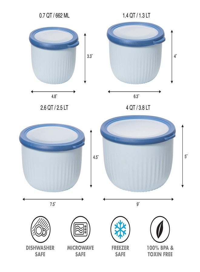 Oggi Prep, Store & Serve Plastic Bowl w/See-Thru Lid- Dishwasher, Microwave & Freezer Safe, (4 qt) Blue w/Dk Blue Lid - Image 5