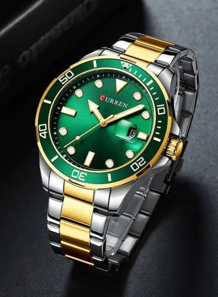 كارين ساعة يد كلاسيكية للرجال من الكوارتز - 47 مم - ذهبي/فضي - Image 1