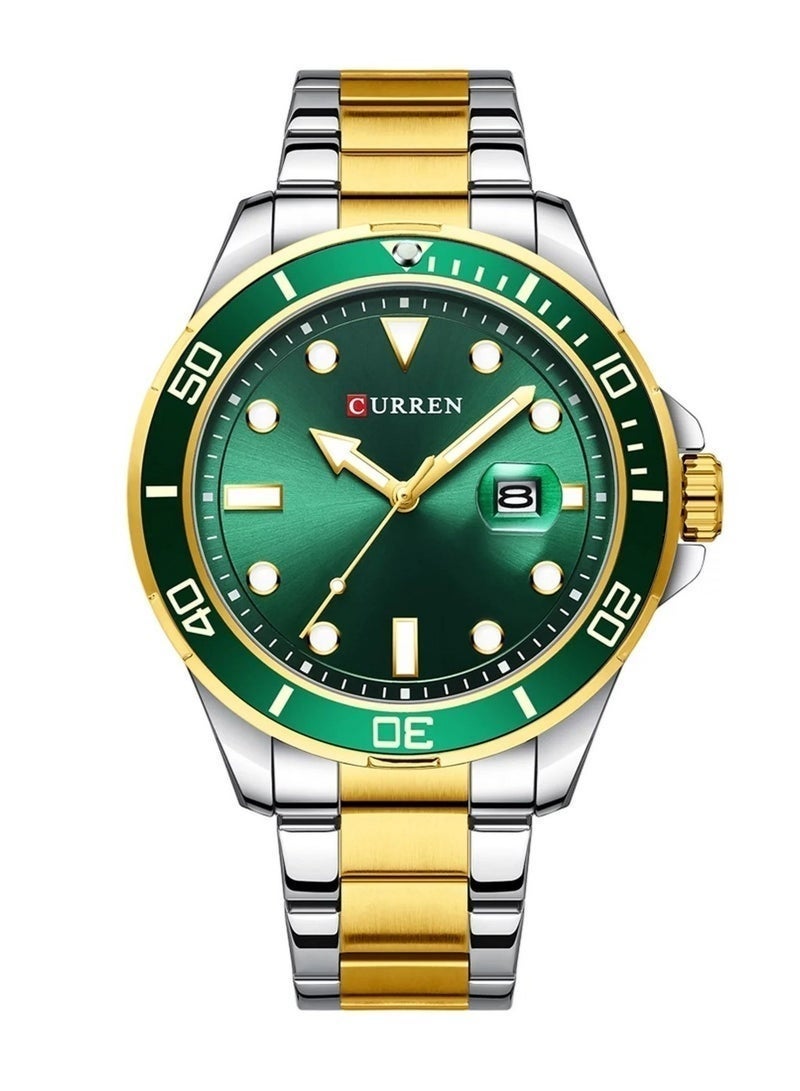 كارين ساعة يد كلاسيكية للرجال من الكوارتز - 47 مم - ذهبي/فضي - Image 2