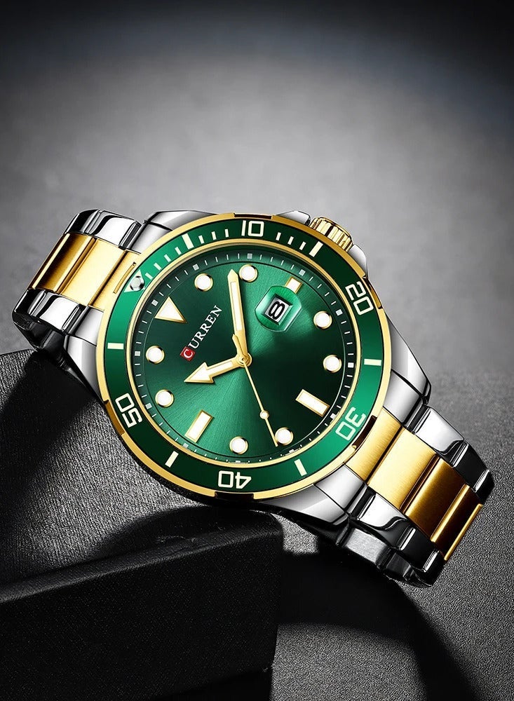 كارين ساعة يد كلاسيكية للرجال من الكوارتز - 47 مم - ذهبي/فضي - Image 4