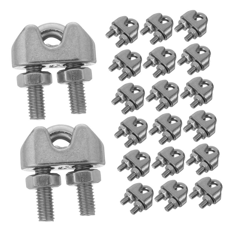 Unomor 24pcs Stainless Steel Wire Rope Clamps U Bolt Saddle Fasteners Heavy Duty Metal Cable Clips for Tent Ropes Clotheslines Advertising Hanging Systems Weather Resistant - Image 1
