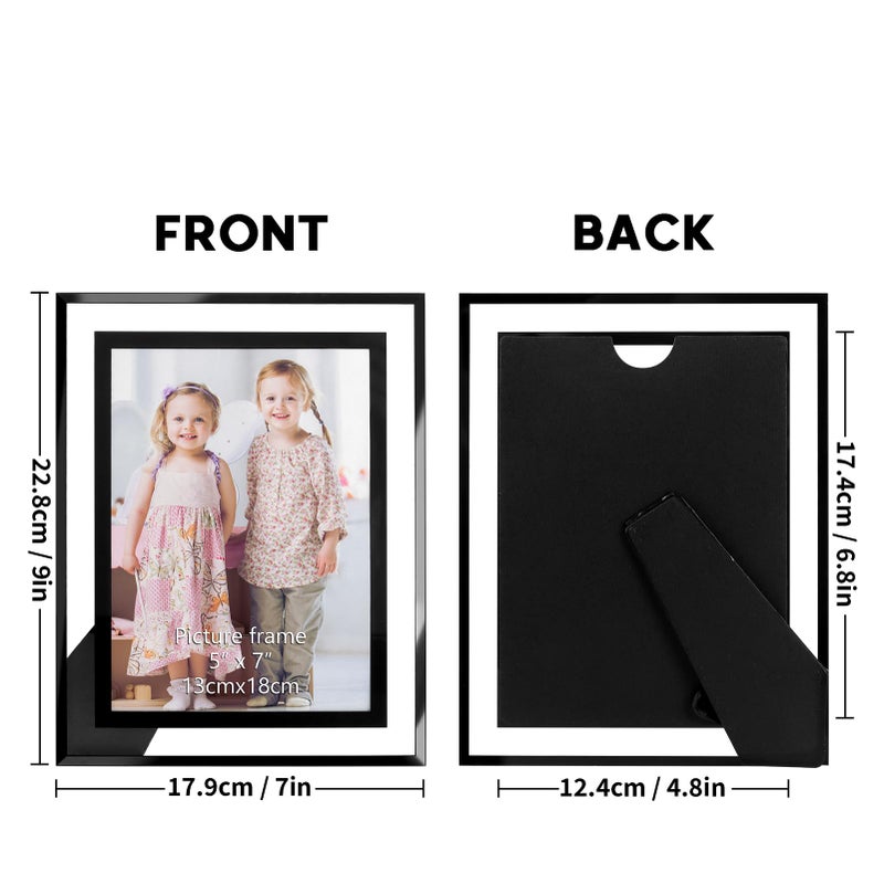 Serwrsw 5x7 Black Clear Picture Frame Bulk 12 Pack, Modern Glass Desk Frame Set for Office or Home Display Family or Wedding Photo - Image 2