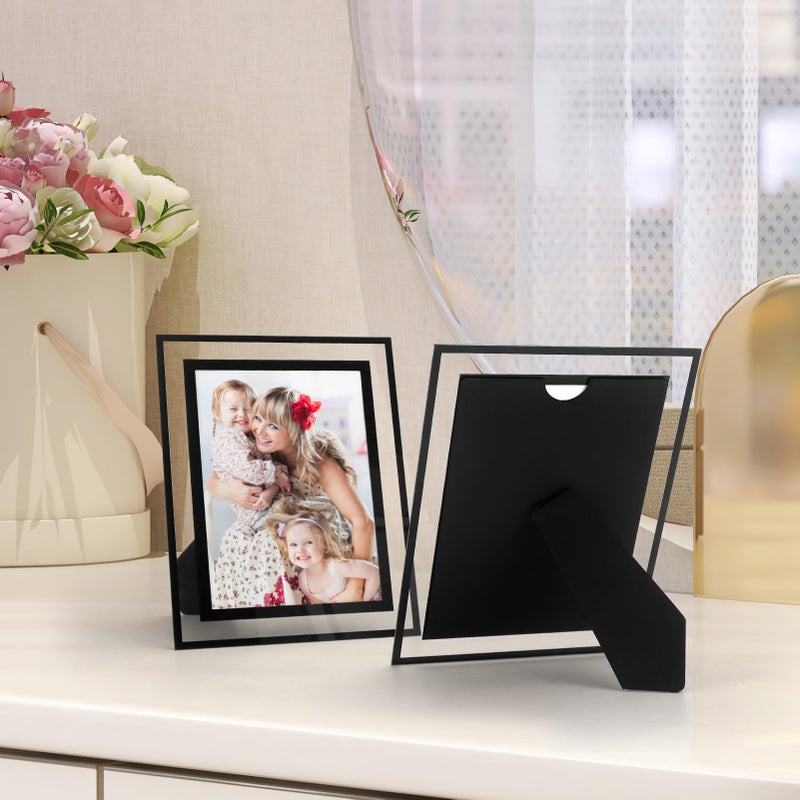 Serwrsw 5x7 Black Clear Picture Frame Bulk 12 Pack, Modern Glass Desk Frame Set for Office or Home Display Family or Wedding Photo - Image 4