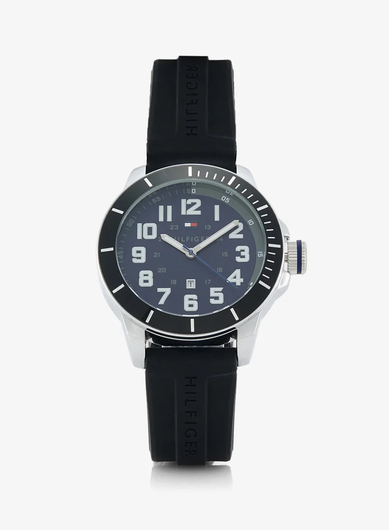 3-Hand Mens Quartz Movement Watch With Black Silicone Bracelet - 1791661