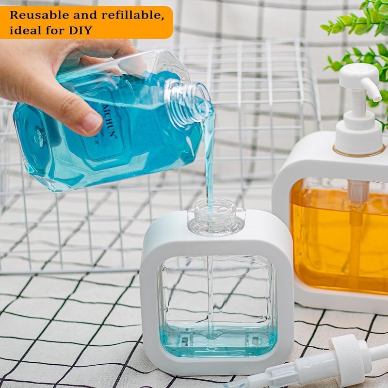 WENGTY 300ml Refillable Soap Dispenser - Clear Plastic Pump Bottle for Hand Wash, Dish Soap, Shampoo, Lotion & Shower Gel - Multipurpose Dispenser for Kitchen, Bathroom & Household Use (White - 1PCS) - Image 4