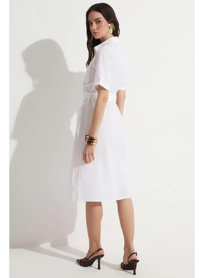 JUNE Belted Safari Midi Dress