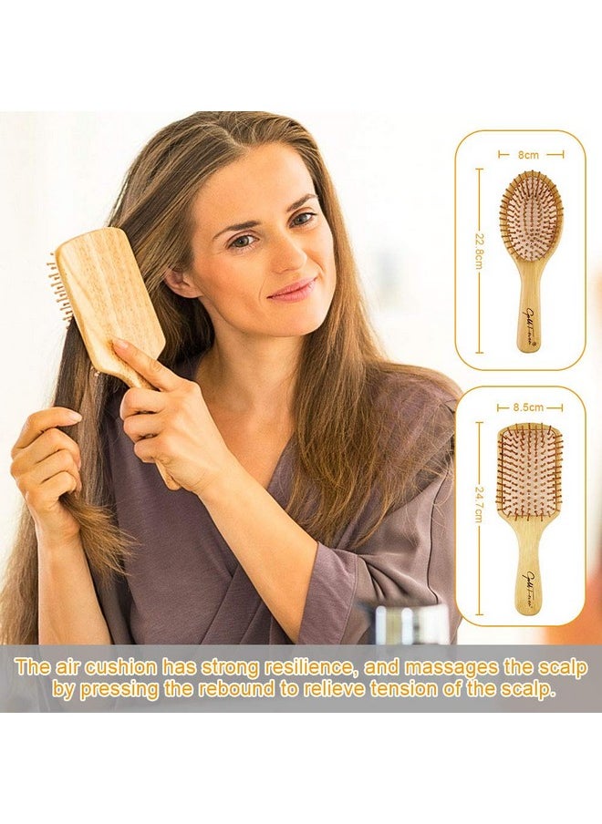 BestFire 6 In 1 Hair Brush Comb For Men Women Handle Bamboo Bristle Hairbrush Set With Tail Comb Tooth Comb Double Head Comb 3 Different Air Cushion Massage Brush For Massaging Scalp  - Image 4