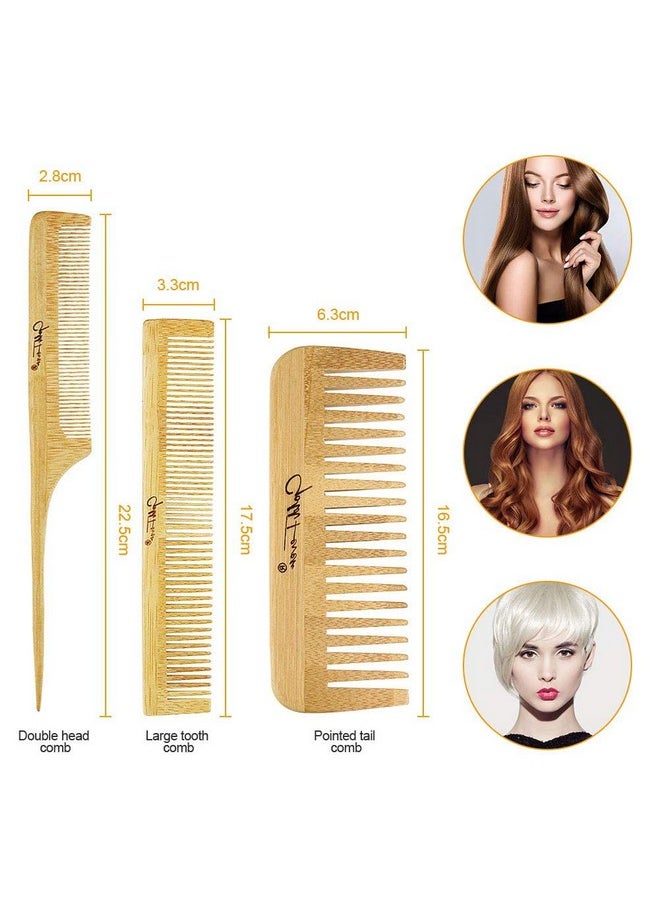 BestFire 6 In 1 Hair Brush Comb For Men Women Handle Bamboo Bristle Hairbrush Set With Tail Comb Tooth Comb Double Head Comb 3 Different Air Cushion Massage Brush For Massaging Scalp  - Image 5