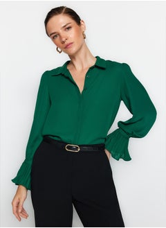 trendyol Emerald Green Spanish Sleeve Woven Shirt TWOAW22GO0487  - Image 2