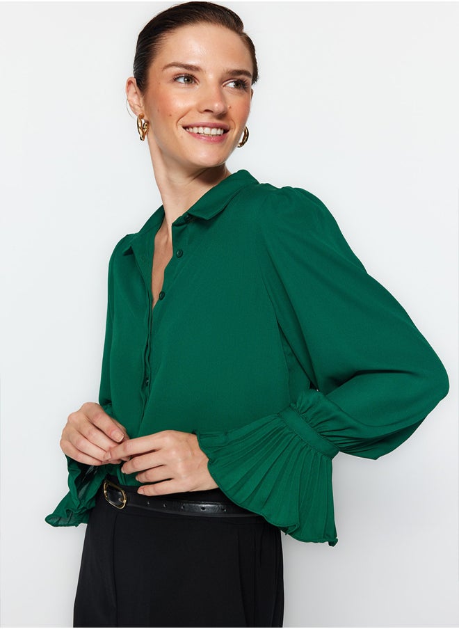 trendyol Emerald Green Spanish Sleeve Woven Shirt TWOAW22GO0487  - Image 3