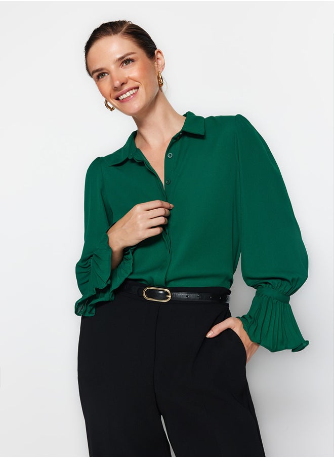 trendyol Emerald Green Spanish Sleeve Woven Shirt TWOAW22GO0487  - Image 1