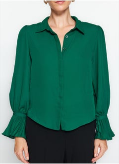 trendyol Emerald Green Spanish Sleeve Woven Shirt TWOAW22GO0487  - Image 4