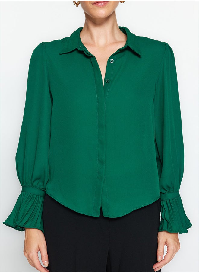 trendyol Emerald Green Spanish Sleeve Woven Shirt TWOAW22GO0487  - Image 4
