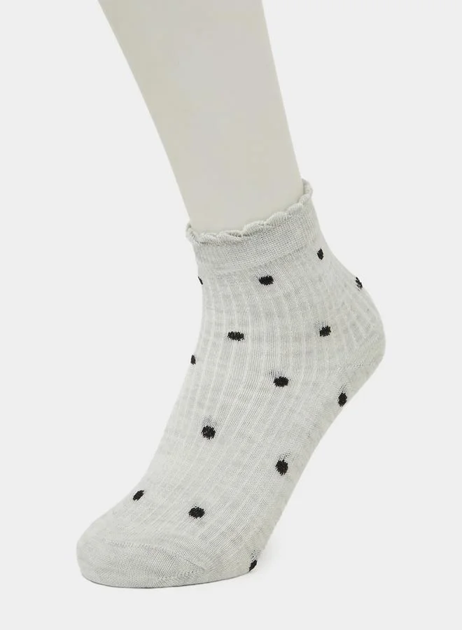 Styli Girls Pack of 5 - Polka Dot Ankle Socks