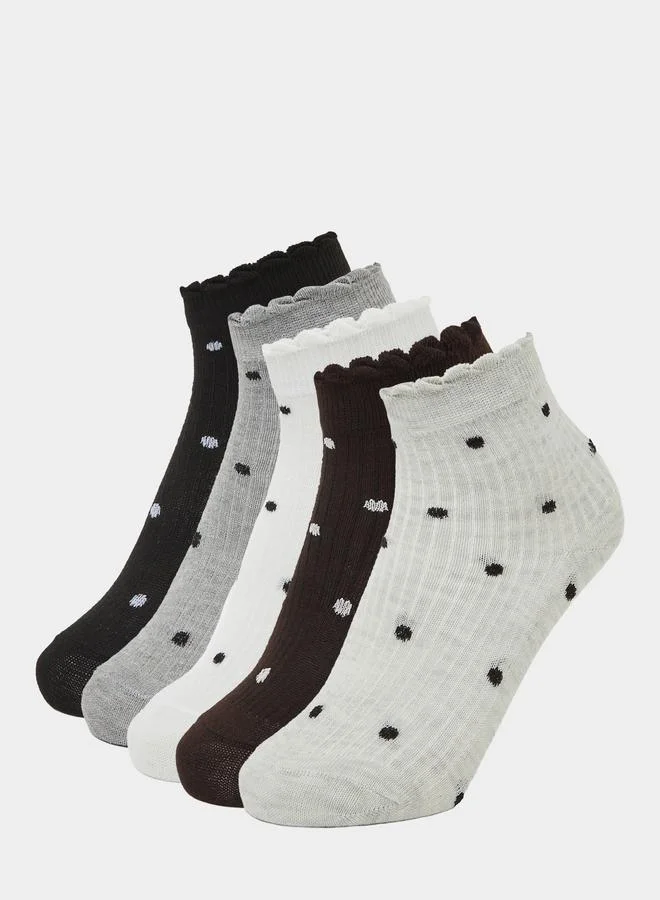 Styli Girls Pack of 5 - Polka Dot Ankle Socks