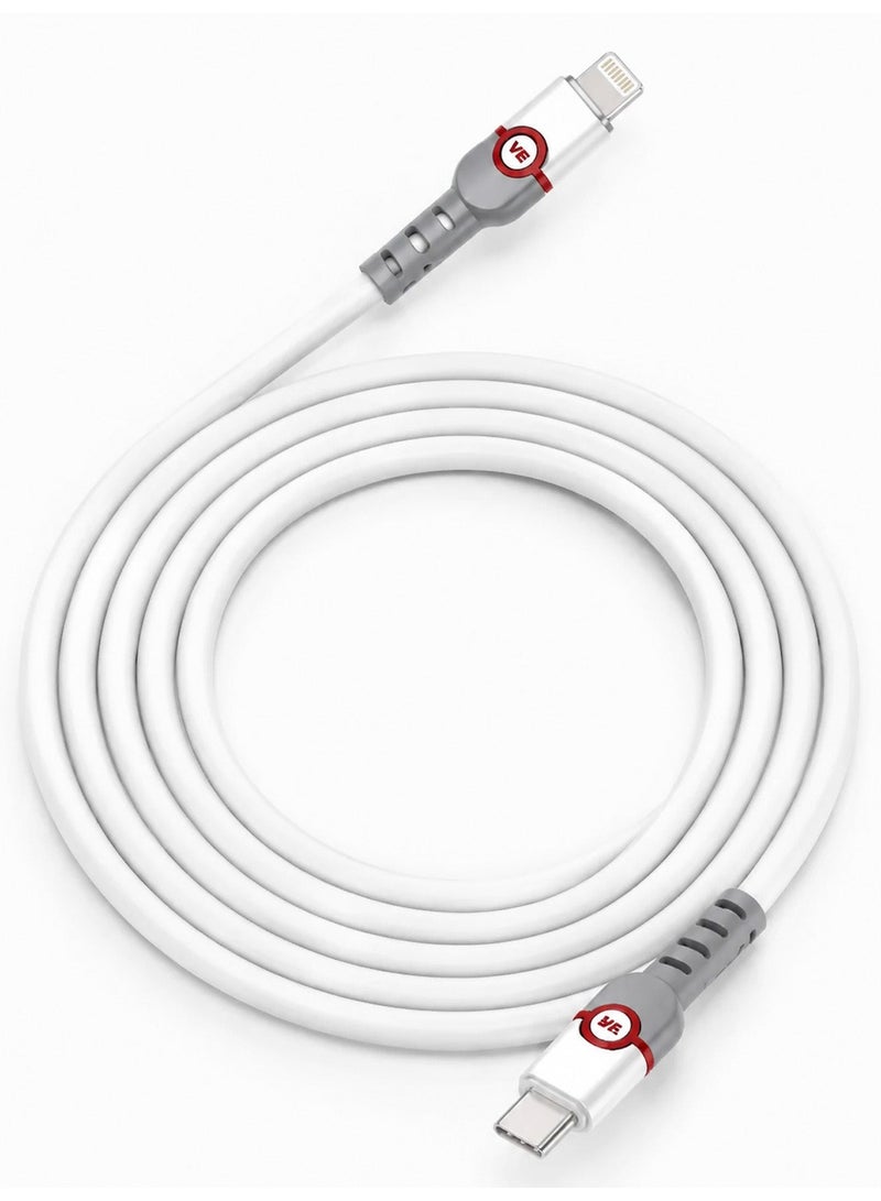 Vierex 27W USB-C to Lightning Fast Charging Data Cable, High-Speed Braided PD Power Sync Cord with Reinforced Strain Relief Connectors - Image 2