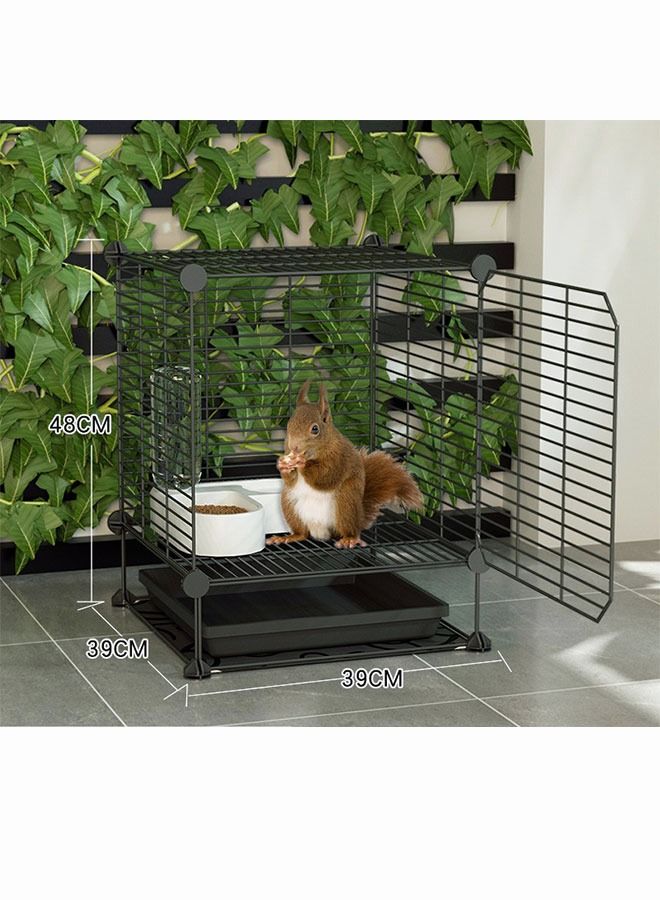 Generic Hamster Habitat Cage, Sturdy Wooden Structure, Black  - Image 1