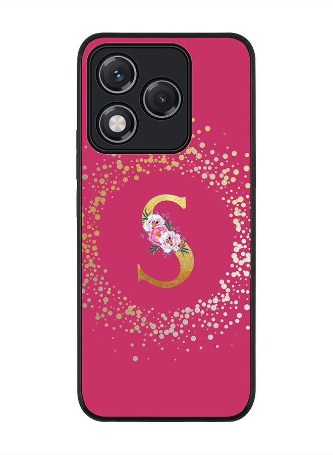 Stylizedd For Honor 400 Lite Case,Slim fit Camera Protection, Shockproof Thin Phone cover  - Custom Monogram Floral - S ( Deep Pink )