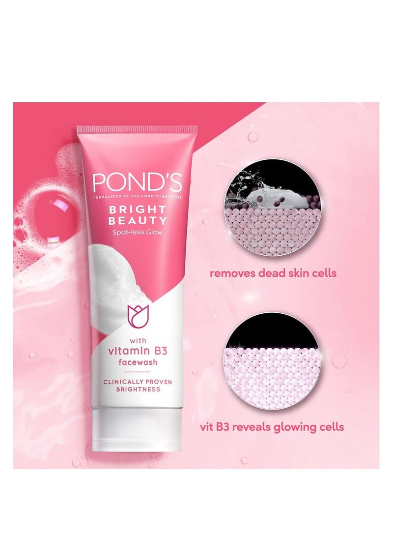 Pond's - PONDS Bright Beauty Spot less Glow Face Wash With Vitamins Removes Dead Skin Cells & Dark Spots Double Brightness Action All Skin Types 100g - Image 1