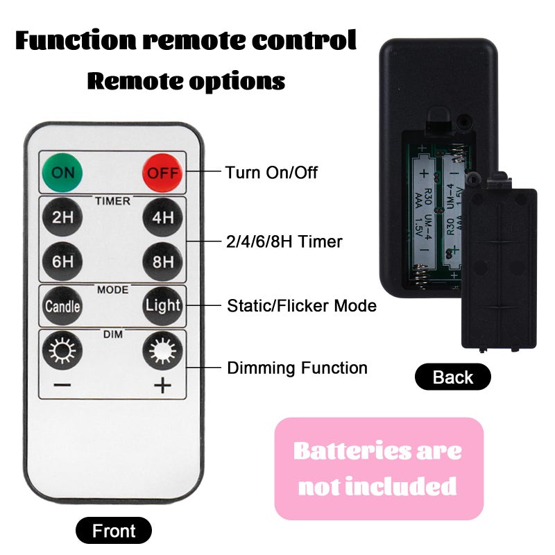 Whaline 6Pcs Valentine's Day LED Flameless Candles Pink Red White Heart Battery Operated Taper Candles with Remote for Wedding Anniversary Party Home Table Decor - Image 3