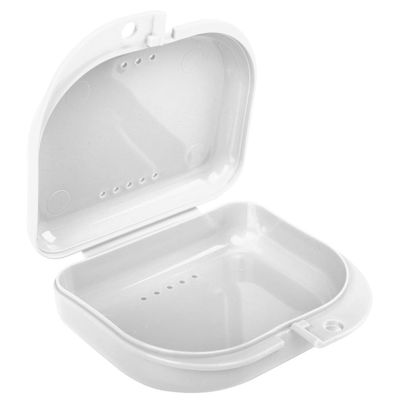 LA MIERE 1 Pcs Retainer Case with Vent Holes, Mouth Guard Case Denture, White - Image 1