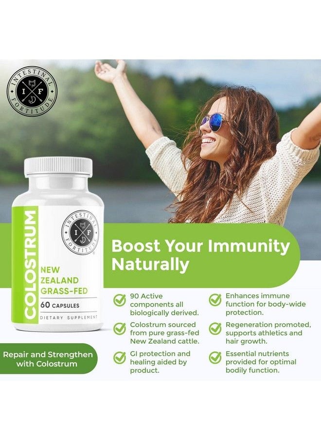 Intestinal Fortitude - Grass Fed New Zealand Cows Colostrum Capsules Optimal Gut Health And Immune Support Leaky Gut Ibd 500 Mg Capsules 60 Ct - Image 1